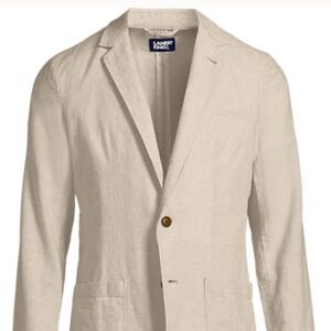 LANDS END Mens Linen Cotton BLAZER Size: LARGE / 42 - 44 New Traditional JACKET